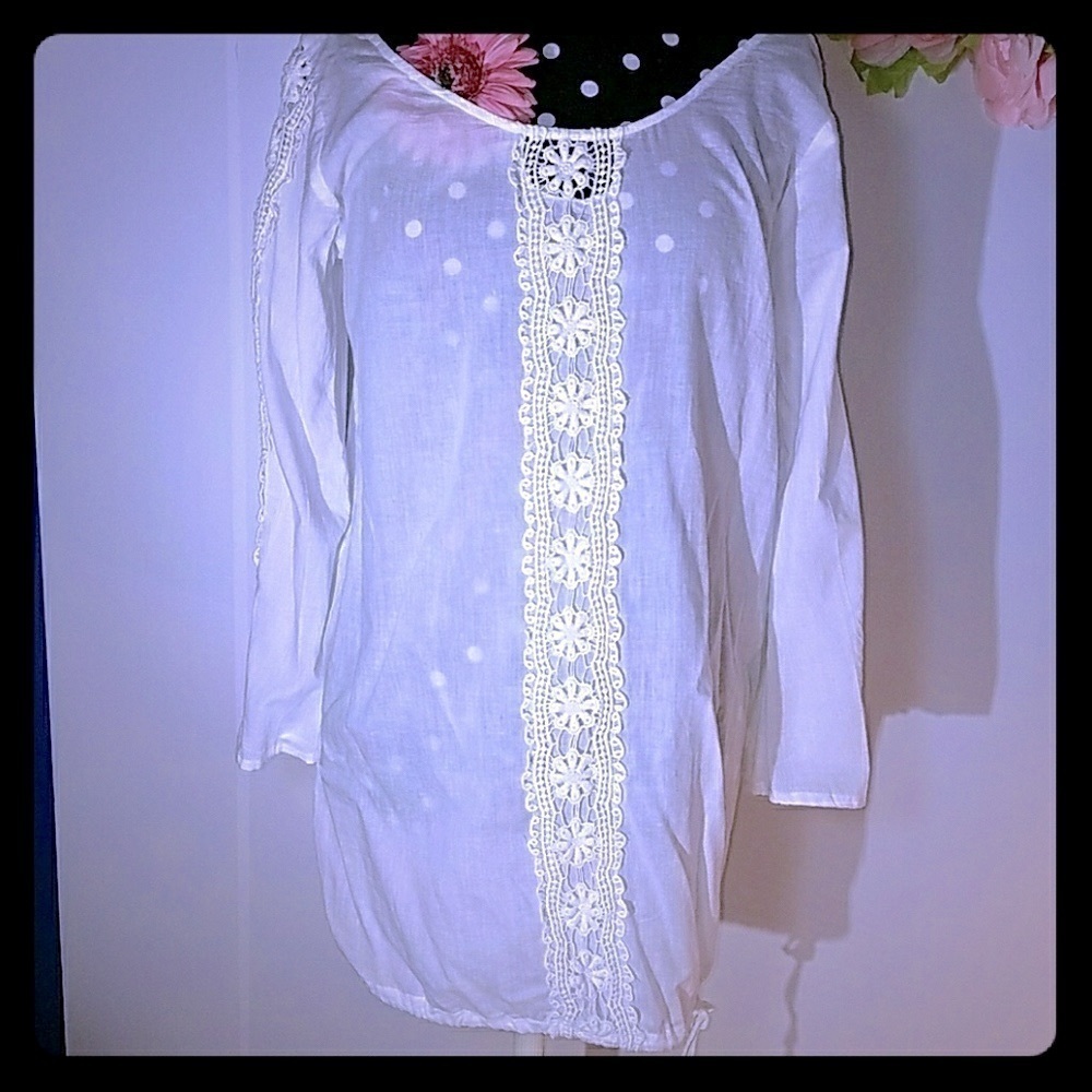 🌸 Sheer Cotton Top/ Swim Cover-Up